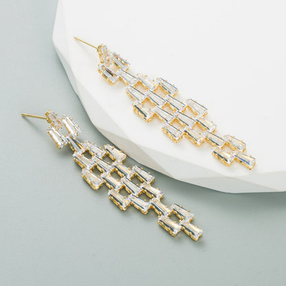 Creative several long earrings inlaid with light luxury earrings