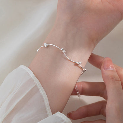 s925 Sterling silver beanie knot bracelet female niche light luxury style simple ins Mosaic beads geometric hand jewelry gift to baby