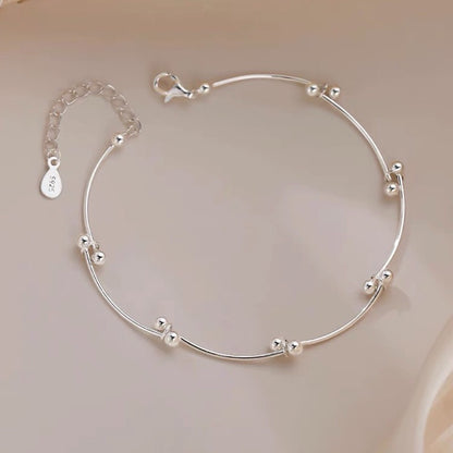 s925 Sterling silver beanie knot bracelet female niche light luxury style simple ins Mosaic beads geometric hand jewelry gift to baby