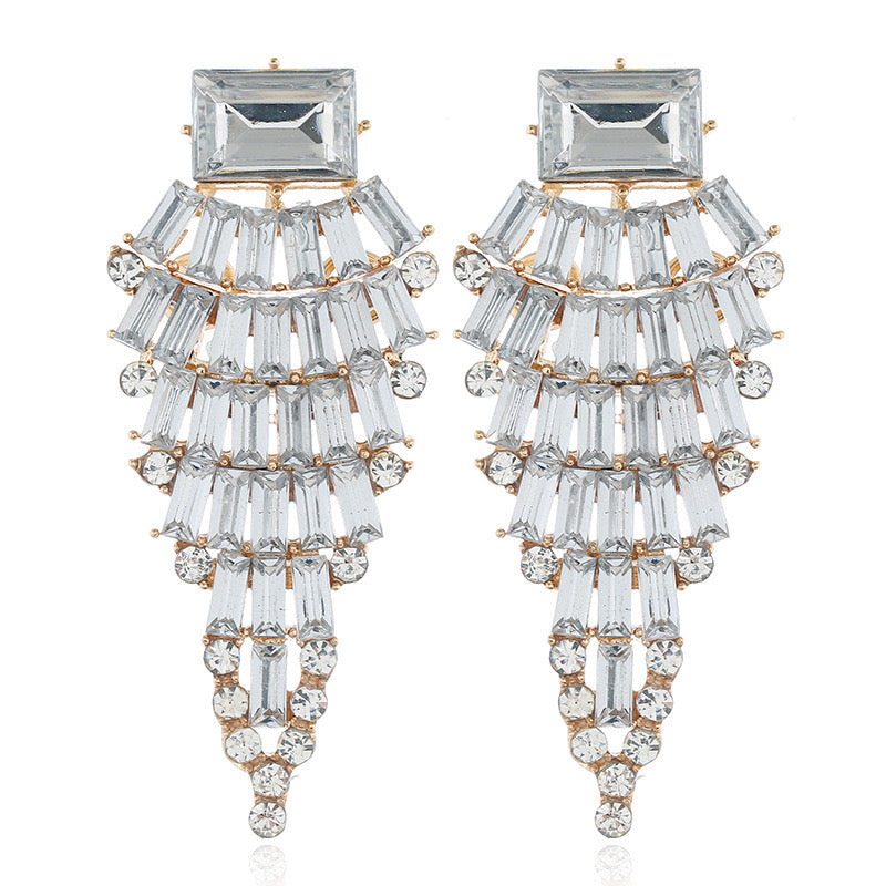 Earrings Geometric diamond-set cutout drop earrings