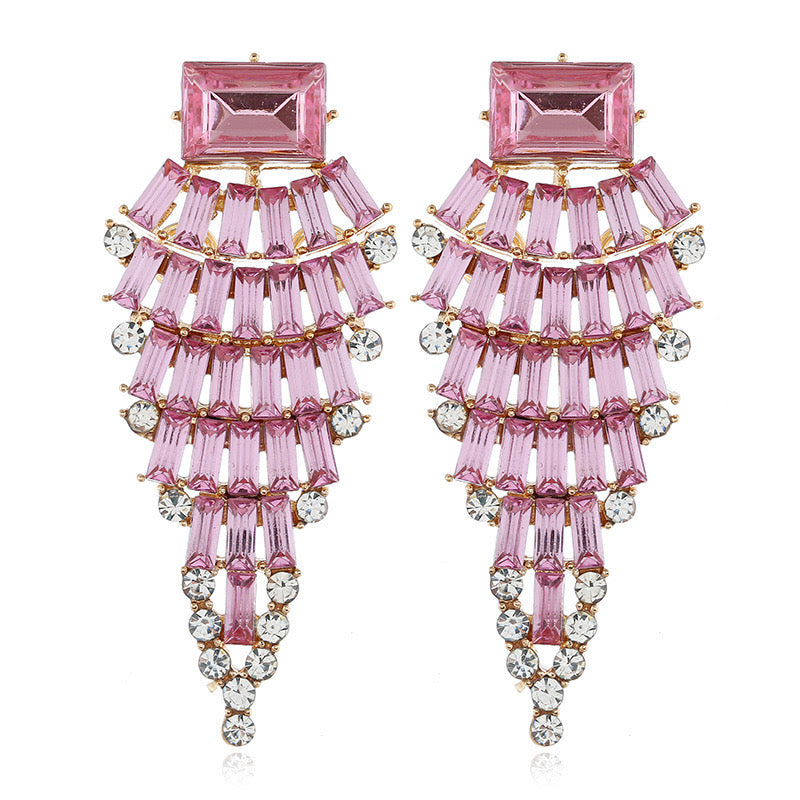 Earrings Geometric diamond-set cutout drop earrings