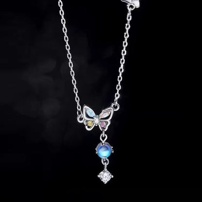 925 silver-plated butterfly necklace 2024 new explosive choker female light luxury niche advanced collarbone chain