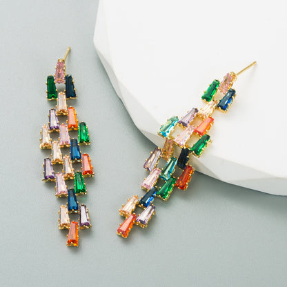 Creative several long earrings inlaid with light luxury earrings