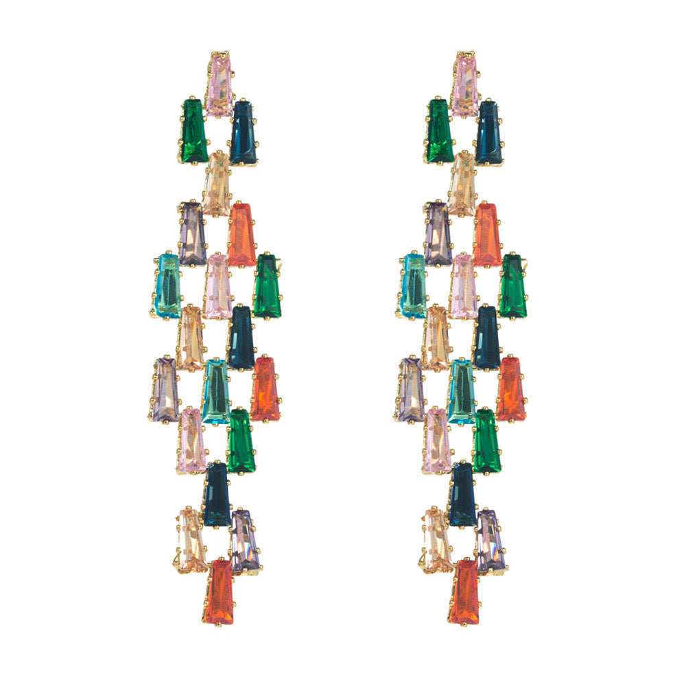 Creative several long earrings inlaid with light luxury earrings