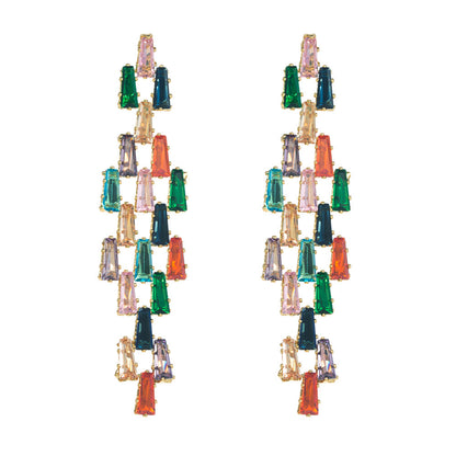 Creative several long earrings inlaid with light luxury earrings