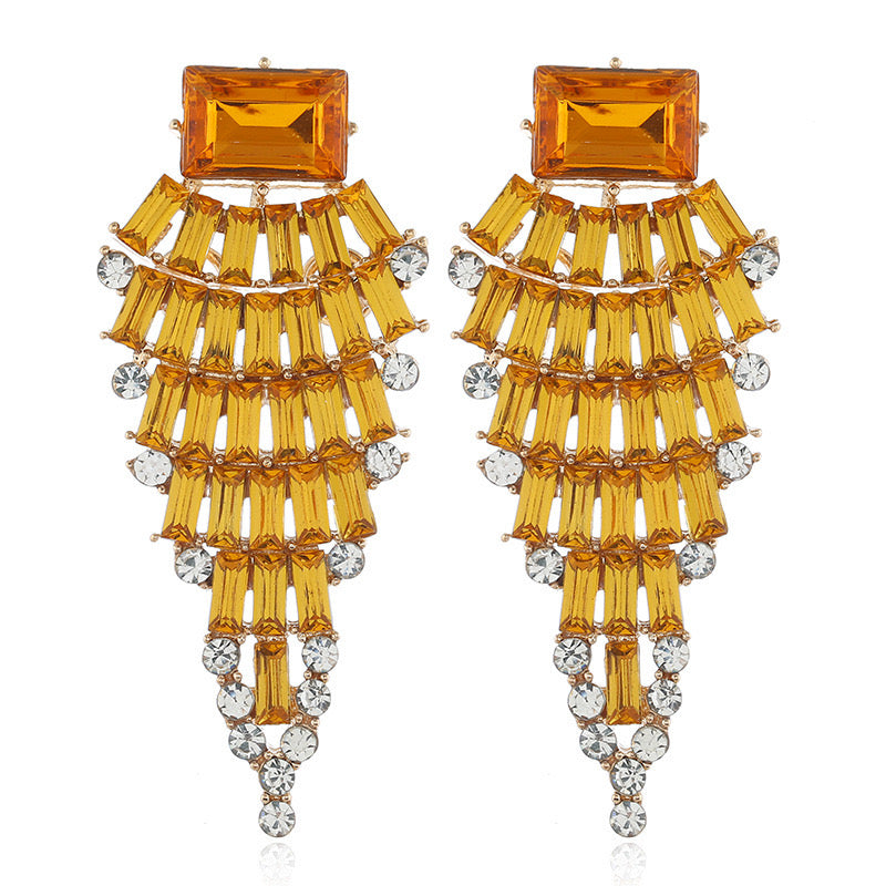 Earrings Geometric diamond-set cutout drop earrings