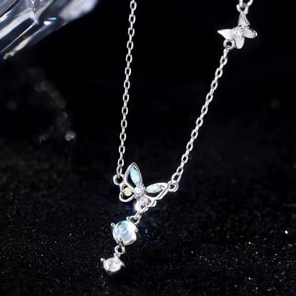 925 silver-plated butterfly necklace 2024 new explosive choker female light luxury niche advanced collarbone chain