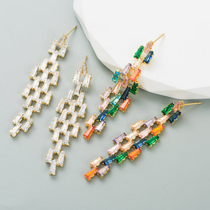 Creative several long earrings inlaid with light luxury earrings