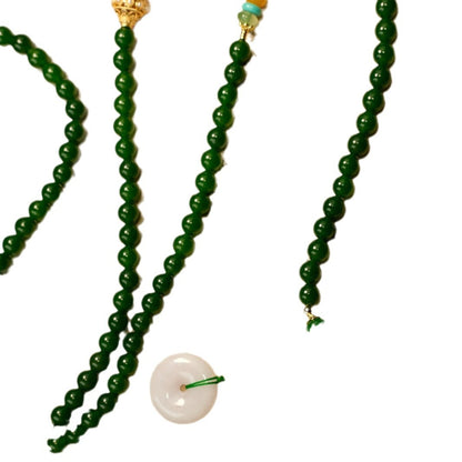 Original handmade emerald chalcedony long round bead necklace featuring pomegranate gravel national style accessories crossbody back chain