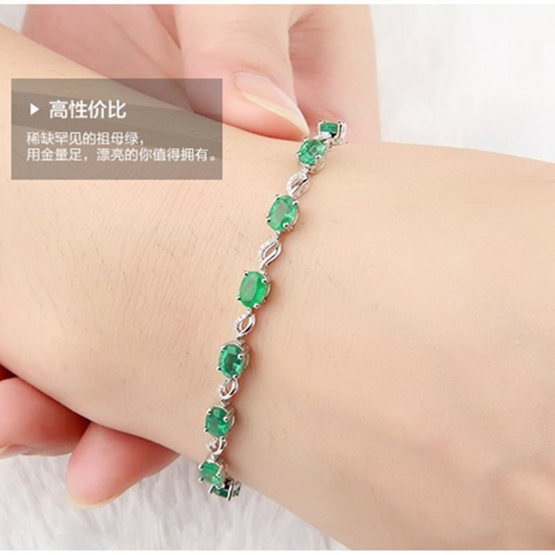 Color treasure series European and American creative glass emerald bracelet glass emerald silver ornaments