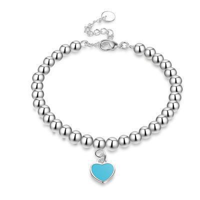 Explosive Love Necklace Women's 925 Sterling Silver Red Heart Oil Drip Enamel Blue Clavicle Chain Double Heart Pendant Peach Heart T Home