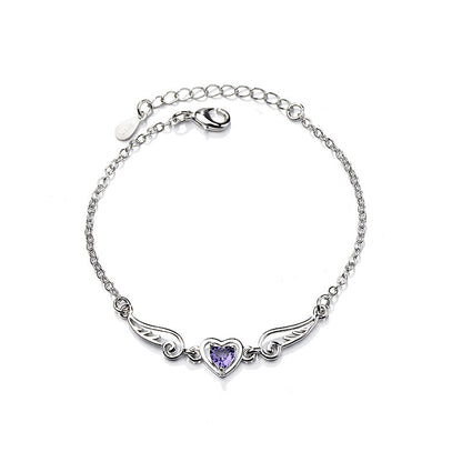 Hot new female plated 925 silver European and American fashion angel lover wings love bracelet