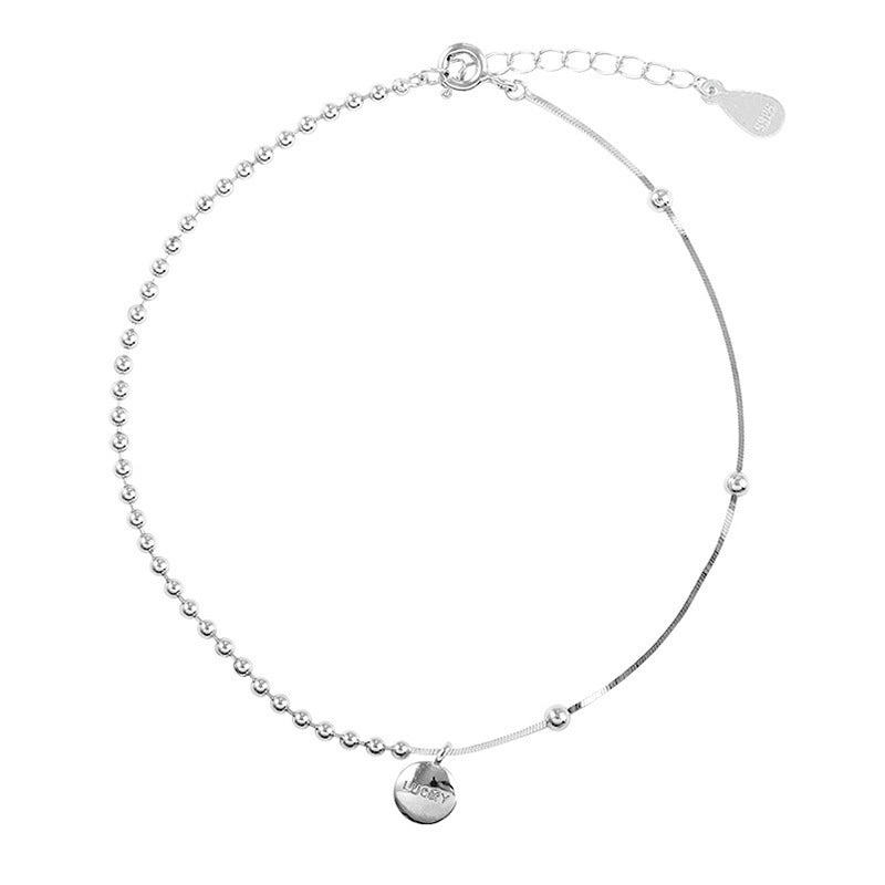 925 silver lucky anklet female