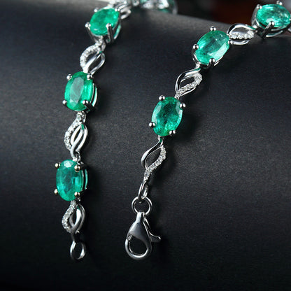 Color treasure series European and American creative glass emerald bracelet glass emerald silver ornaments