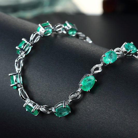 Color treasure series European and American creative glass emerald bracelet glass emerald silver ornaments