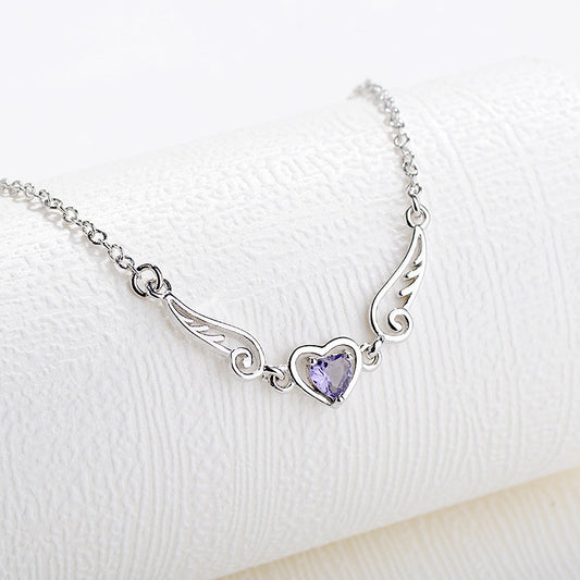 Hot new female plated 925 silver European and American fashion angel lover wings love bracelet