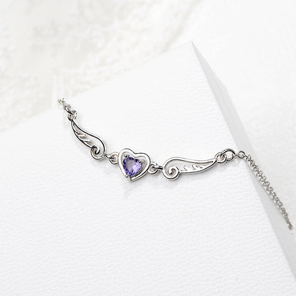 Hot new female plated 925 silver European and American fashion angel lover wings love bracelet